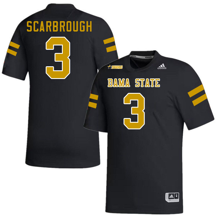 Alabama State Hornets #3 Amon Scarbrough College Football Jerseys Stitched-Black